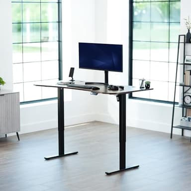 VIVO Electric 63 x 32 in Rustic Standing Desk, Memory Height Adjustment, 1B Series, Vintage Brown Top Black Frame, DESK-KIT-1B1N - Image 2