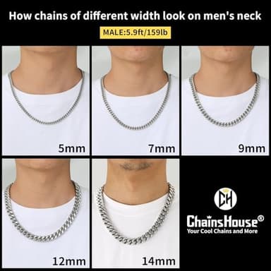 Stainless Steel Mens Cuban Link Chain, Miami Cuban Chain Necklace for Men, 7mm Wide Hip Hop Mens Jewelry, 20" - Image 5