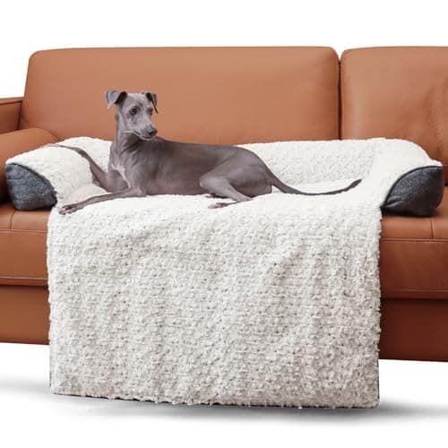 TSEB4TEP Luxurious Calming Dog Bed Mats, 41" Large Dog Couch Bed for Furniture Protector with Removable Washable Cover, Fluffy Plush Dog Mat for Large Medium Small Dogs and Cats,White Gray - Image 1