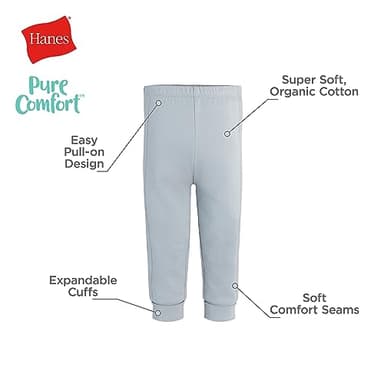 Hanes Unisex Baby Pure Comfort Baby French Terry Joggers, Baby Girl and Baby Boy Pants, 2-Pack Purple/Blue - Image 3