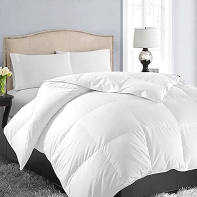 EASELAND King Size Down Alternative Comforter - Quilted Duvet Insert for All Seasons, Soft Lightweight with Corner Tabs, Summer Winter Warm Bedding, White 90x102 Inches - Image 1