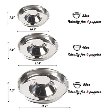 Puppy Dog Bowl, Stainless Steel Multiple Puppies Feeder, Dogs Basic Food and Water Bowls Weaning Dish for Small, Medium and Large Dogs Pets - Image 3