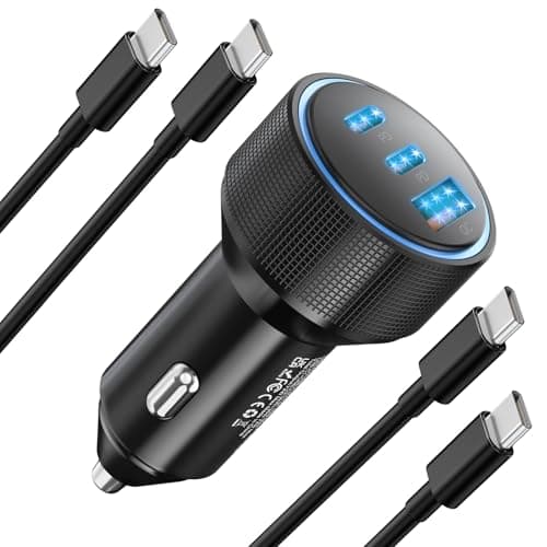 for iPhone 15/16 Pro Max Car Charger, 72W 3-Port Fast USB C Car Charger Power Cigarette Lighter Adapter with 2x3FT USB C to C Cable for iPhone 15/15 Plus/15 Pro Max/16/16 Pro Max, iPad Pro/Air/Mini - Image 1