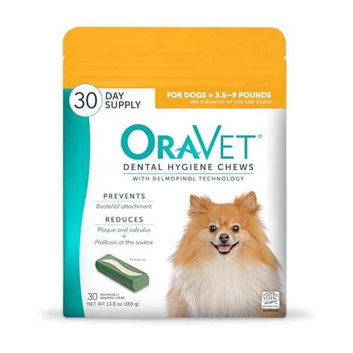 OraVet Dental Chews for Dogs, Oral Care and Hygiene Chews (Extra Small Dogs, 3.5-9 lbs.) Yellow Pouch, 30 Count - Image 1