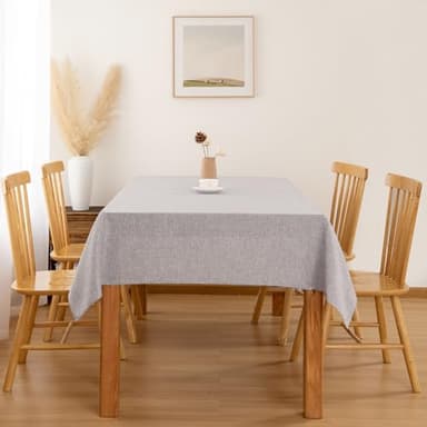 Hiasan Faux Linen Rectangle Tablecloth - Wrinkle and Stain Resistant Washable Table Cloth for Kitchen Dining Room Holiday Table Cover for Party Dinner, Stone, 60 x 120 Inch - Image 4