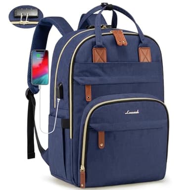 LOVEVOOK Laptop Backpack for Women & Men, Unisex Travel Anti-theft Work College Bag, Business Computer Backpacks Purse, Casual Hiking Daypack with Lock, Fits 15.6 Inch Laptop, Dark Blue - Image 1