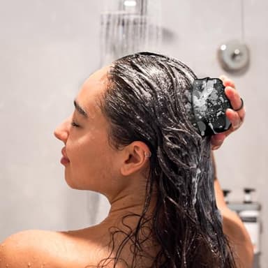 SHINLEA 2 in 1 Scalp Massager Hair Growth,Scalp Scrubber with Soft Silicone Bristles for Dandruff Removal,Shampoo Brush for Exfoliation,Head Massager for Both Wet and Dry Use (Black) - Image 6