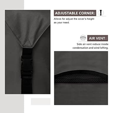 ULTCOVER 600D Tough Canvas Heavy Duty Square Patio Table and Chair Cover - Waterproof Outdoor General Purpose Furniture Covers 106 inch, Black - Image 5