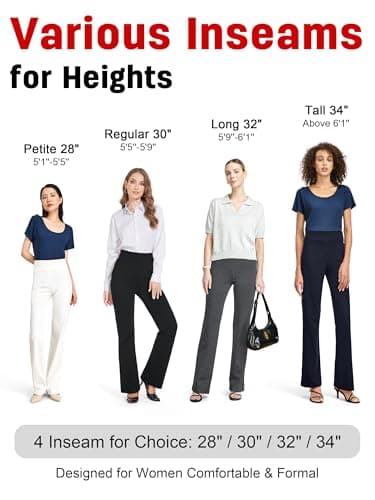 Tapata Women's 32'' High Waist Stretchy Bootcut Dress Pants Tall, Petite, Regular for Office Business Casual Navy Blue,M - Image 6