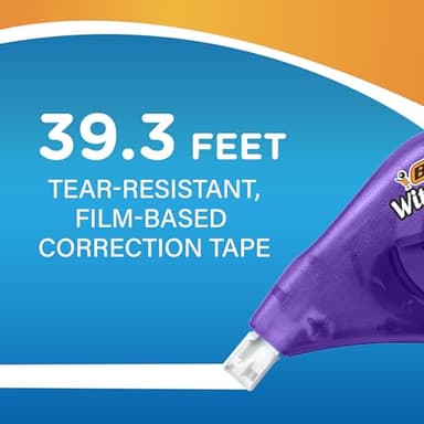 BIC Wite-Out EZ Correct Tear-Resistant Correction Tape with 39.3 ft of Tape, 10-Count Pack in White - Image 3