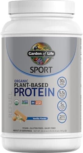 Garden of Life Organic Vegan Protein Powder with Probiotics, BCAAs, NSF Certified, Gluten Free & Sport, Non GMO, Sport Protein Powder, 19 Servings, Vanilla - Image 1
