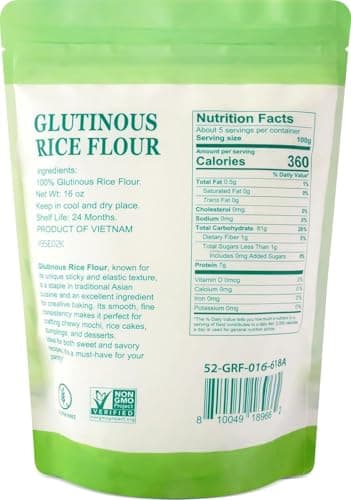52USA Glutinous Rice Flour 16 Ounce (Basic), 1 Pound (Pack of 1), Rice Flour for Baking or Cooking, Product of THAILAND, All Natural White Rice Flour, Vegan, with Bag - Image 2