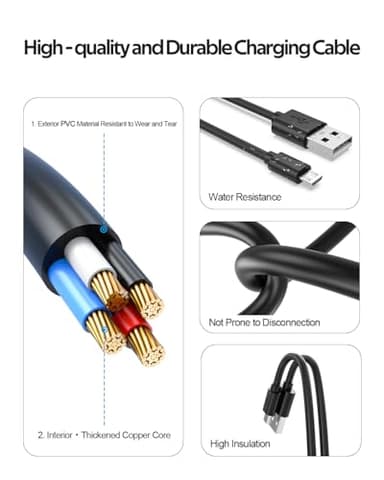 Superer Micro USB Charger Cable Fit for PS4 Controller, DualShock 4, Xbox One S X, Roku Streaming Stick Express Premiere+, Fire TV Stick, Fit for Android Phone, Kindle Tablet Data Sync Power Cord - Image 3