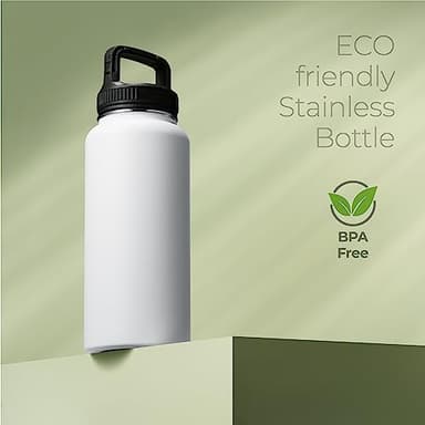 SipX™ Triple-Insulated Stainless Steel Water Bottle 32oz. With 3 Lids, BPA-Free Reusable Insulated Water Bottle Keeps Cold 24 Hours, Metal Water Bottle Made Of Sustainable Material For Hiking & Biking - Image 6