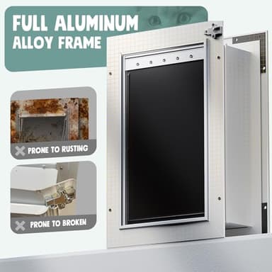 PETCOMING 3-Flap Dog Door, All Aluminum Alloy Large Doggy Doggie Door for Wall, Telescoping Tunnel, Heavy Duty Pet Door for Dogs, Insulation Layer, 2 Magnetic Flaps, Closing Panel, Pets Up to 110 LB - Image 4