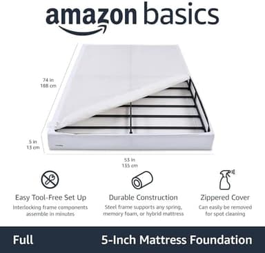 AmazonBasics Mattress Foundation/Smart Box Spring - 5", Full - Image 4
