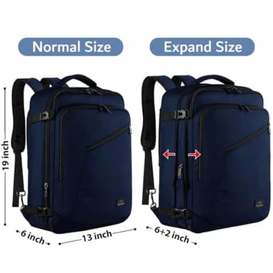 MATEIN Weekender Backpack, Large Capacity Travelling Suitcase Backpack with Strap for Clothes, Expandable Flight Approved Business Carry on Daypack for International Travel, Blue - Image 5