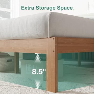 Novilla 12 Inch Wooden Full Size Bed Frame, Classic Solid Wood Platform Bed Frame Full Size, Sturdy Wood Slat Support, No Box Spring Needed, Easy Assembly - Image 3