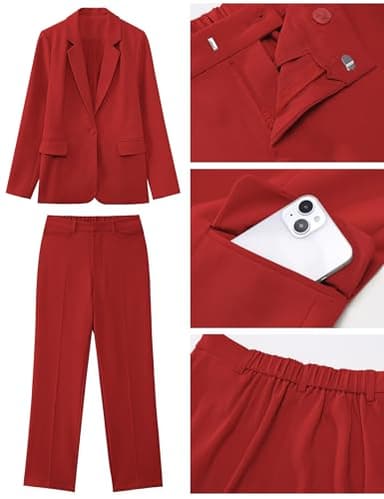 Luvamia Red Pants Suit for Women - Two Piece Set, Date Night Outfit, Medium (Fits Size 8-10) - Image 5