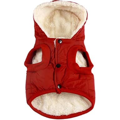 Vecomfy Fleece Lining Extra Warm Dog Hoodie in Winter,Small Dog Jacket Puppy Coats with Hooded,Red S - Image 1