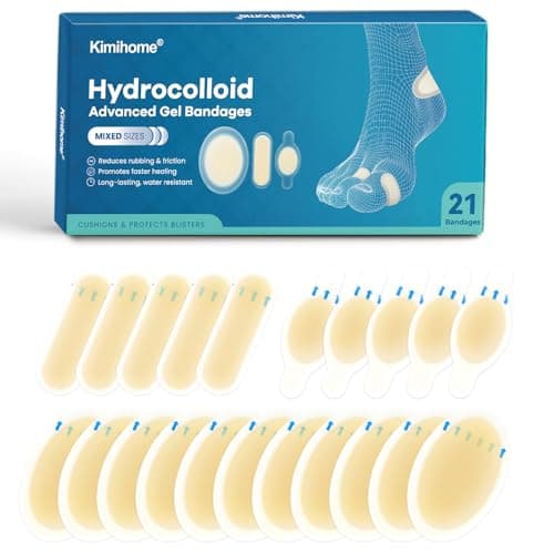 Gel Blister Bandages - 21 PCS Hydrocolloid Bandages for Feet, Blister Cushions Pads, Water Resistant Adhesive Bandages for Heel, Toes & Foot, Blister Bandages for Prevention & Recovery (Variety Pack) - Image 1