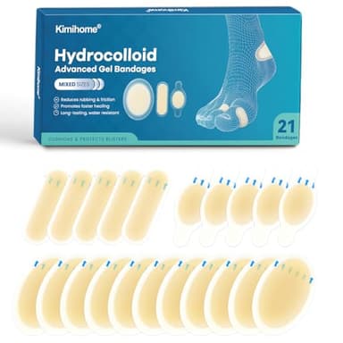 Gel Blister Bandages - 21 PCS Hydrocolloid Bandages for Feet, Blister Cushions Pads, Water Resistant Adhesive Bandages for Heel, Toes & Foot, Blister Bandages for Prevention & Recovery (Variety Pack) - Image 1
