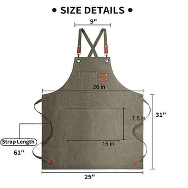 ZOMAO Cotton Canvas Cross Back Apron for Men and Women,Chef Apron With Adjustable Strap and Large Pockets,Kitchen Cooking Baking Bib Heavy Duty Work Apron - Image 5