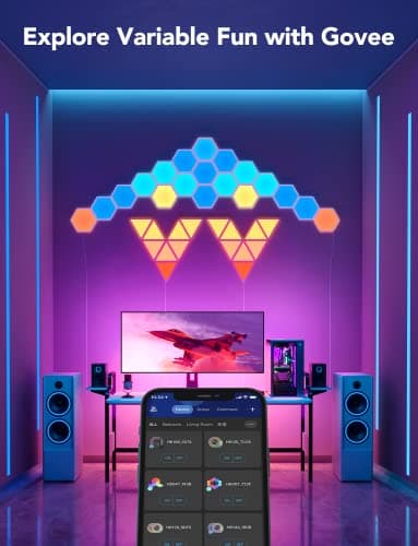 Govee Glide Hexa Light Panels, RGBIC Hexagon LED Wall Lights, Wi-Fi Smart Home Creative Wall Lights with Music Sync, Works with Alexa Google Assistant for Indoor Gaming Decor, 10 Pack - Image 7