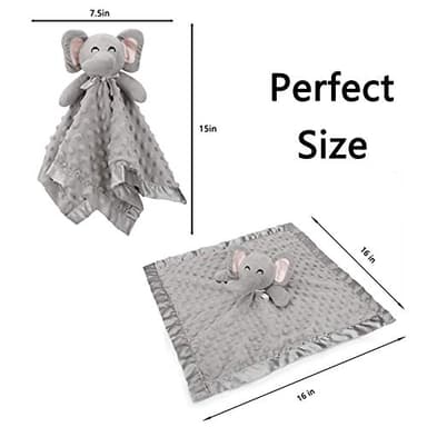 Pro Goleem Elephant Security Blanket, Soft Lovey Unisex Lovie Baby Gifts for Newborn Boys and Girls Snuggle Toy Stuffed Animal Grey 16 Inch - Image 6