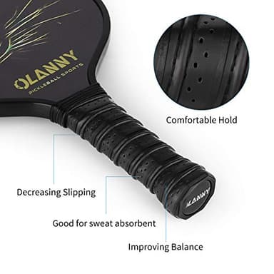 OLANNY Pickle Ball Raquette Set of 4 Lightweight Pickleball Paddle Set Premium Comfort Grip Polymer Honeycomb Core Set of Four Paddles,4 Replacement Soft Grip,4 Balls & Drawstring Bag - Image 6