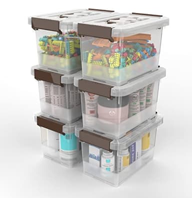WYT Clear Storage Latch Box, 6 Pack Storage Organizer Bins with Latching Handle and Lids, 3.5 Quart - Image 3