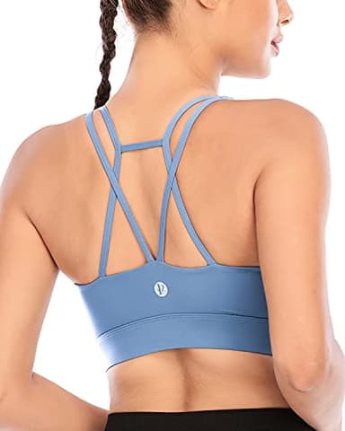 RUNNING GIRL Sports Bras for Women Backless Padded Sports Bra Tank Top Long Line Gym High Impact Sports Bra Push up(WX2569Blue,L) - Image 1