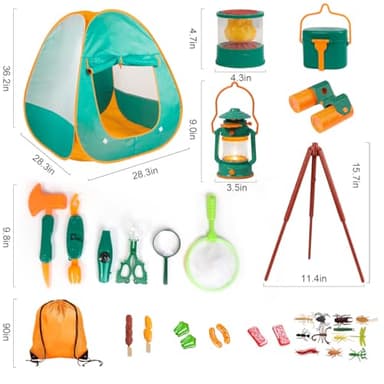 Meland Kids Camping Set with Tent - Toddler Toys for Boys with Campfire, Camping Toys for Kids Indoor Outdoor Pretend Play, Gift Idea for Boys Age 3,4,5,6 Year Old Birthday Christmas (Green) - Image 6