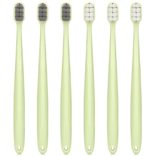 Extra Soft Toothbrushes for Adults Sensitive Gums, Upgraded 20000 Soft Micro Nano Bristles Toothbrush with 8 Holes, Compact Small Head Portable Toothbrush for Pregnant Women, Elderly (6 Pack) - Image 1