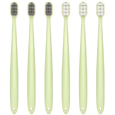Extra Soft Toothbrushes for Adults Sensitive Gums, Upgraded 20000 Soft Micro Nano Bristles Toothbrush with 8 Holes, Compact Small Head Portable Toothbrush for Pregnant Women, Elderly (6 Pack) - Image 1