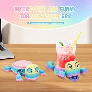 ASDTGOE 3D Printed Funny Turtle Coasters - Colorful Wacky Turtle Coaster Stress Relief Toys, Desktop Decorations for Home, Office, Party, One Piece (Athenian Stone) - Image 5