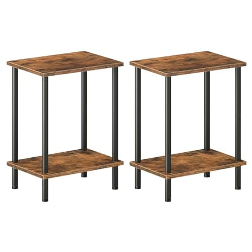 HOOBRO End Tables Set of 2, Small Side Table, Nightstand with 2-Layer Storage Shelves, Sofa Table for Small Spaces, Living Room, Bedroom, Stable Frame, Easy Assembly, Rustic Brown BF09BZP201 - Image 1