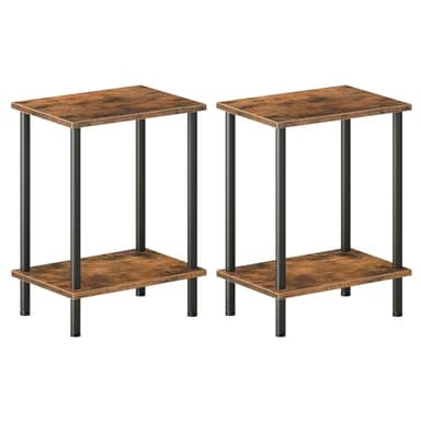 HOOBRO End Tables Set of 2, Small Side Table, Nightstand with 2-Layer Storage Shelves, Sofa Table for Small Spaces, Living Room, Bedroom, Stable Frame, Easy Assembly, Rustic Brown BF09BZP201 - Image 1