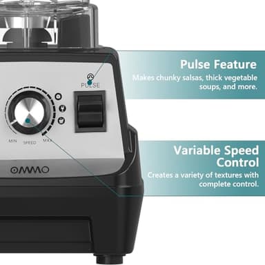 OMMO Blender 1800W, Professional High Speed Countertop Blender with Stainless Steel Blades, 60oz BPA Free Jar for Shakes and Smoothies, Ice and Fruits, Dishwasher Safe - Image 3