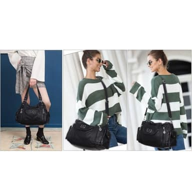 Angel Kiss Purses for Women, Large Shoulder Bag Hobo Tote Purse Mutipocket Faux Leather Satchel Hobo Purse - Image 6