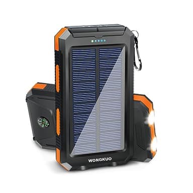 WONGKUO Solar Charger Power Bank - 𝟮𝟬𝟮𝟰 𝙐𝙥𝙜𝙧𝙖𝙙𝙚 36800mAh Solar Phone Charger, QC3.0 Fast Charger with LED Flashlight, IP65 Waterproof Portable Power Bank for Outdoor Activities - Image 1