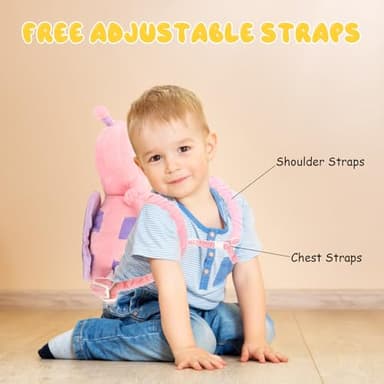 Baby Head Protection Backpack - Soft & Comfortable, Cute Cartoon Design, Pink Butterfly - Image 6