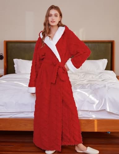 LKG Women's Robes (US, Alpha, Large, Regular, Regular, C-Red) - Image 3