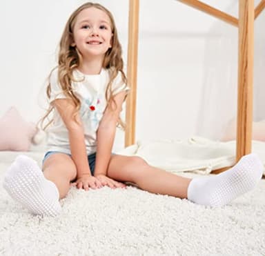 ZAPLES Baby Non Slip Grip Ankle Socks with Non Skid Soles for Infants Toddlers Kids Boys Girls, White, 12-36 Months - Image 4