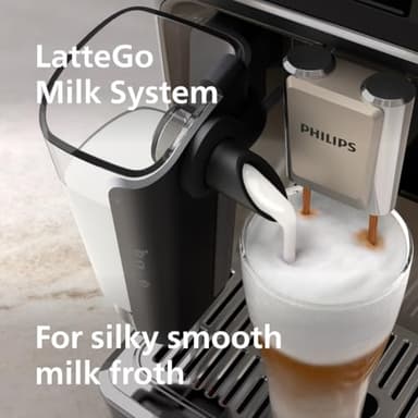 PHILIPS 5500 Series Fully Automatic Espresso Machine - LatteGo Milk System, Integrated Grinder, 20 Hot & Iced Coffee Pre-Sets, Quick Start, SilentBrew, 15-Bar Pressure, Black Chrome (EP5544/94) - Image 4
