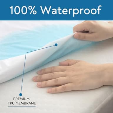 Twin XL Mattress Protector Waterproof Fitted Bed Sheets up to 14'' Terry for College Dorm Room Essentials Ultra Soft & Breathable Mattress Pad Cover Twin Extra Long (XL), Noiseless Machine Washable - Image 2