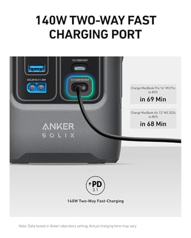 Anker SOLIX C200 DC Power Bank Station, 192Wh Portable Power Station, LiFePO4 Battery, 200W Solar Generator, for Outdoor Camping, Traveling, and Emergencies (No Wall Charger Included) - Image 5