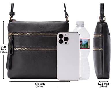 Solene Crossbody Bag Functional Multi Pocket Double Zipper Purse with Adjustable Strap-WU085(Charcoal Grey) - Image 4