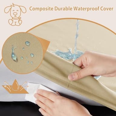BFPETHOME Outdoor Dog Beds for Large Dogs, Waterproof Dog Bed for Medium, Large, Extra Large Dogs, Orthopedic Pet Bed with Removable Washable Cover, Egg Crate Foam Pet Bed Mat. (42 x 30in, Beige) - Image 3