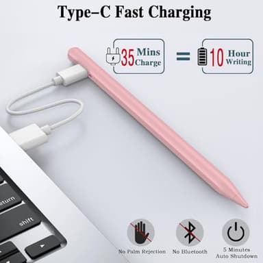 Universal Magnetic Stylus Pen for iOS/Android,Rechargeable Touch Screen Pen for Drawing & Writing Tablet Stylus with POM Tip for iPhone/Samsung/XiaoMi/Huawei/Vivo/Lenovo and Other Android device -Pink - Image 3
